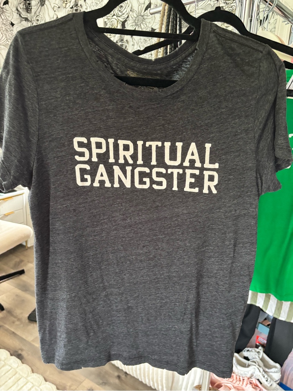 Spiritual Gangster Youth Charcoal Graphic Tee with White Logo